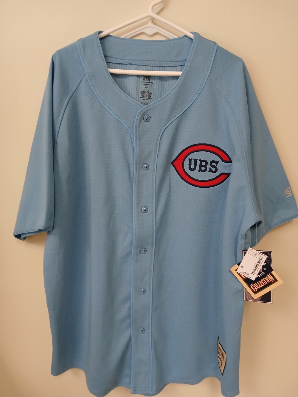 NWT MLB Chicago Cubs Cooperstown Collection Light Blue Baseball Jersey